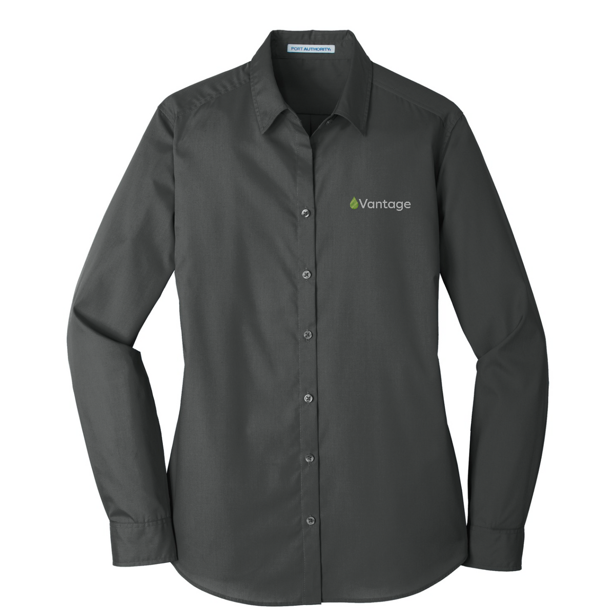 Port Authority Women's Long Sleeve Carefree Poplin Shirt — Graphite