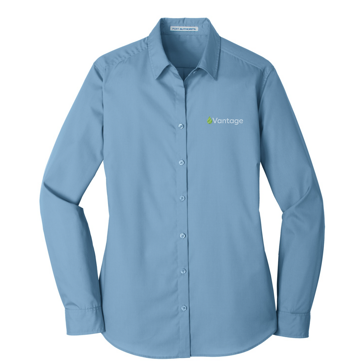 Port Authority Women's Long Sleeve Carefree Poplin Shirt — Carolina Blue