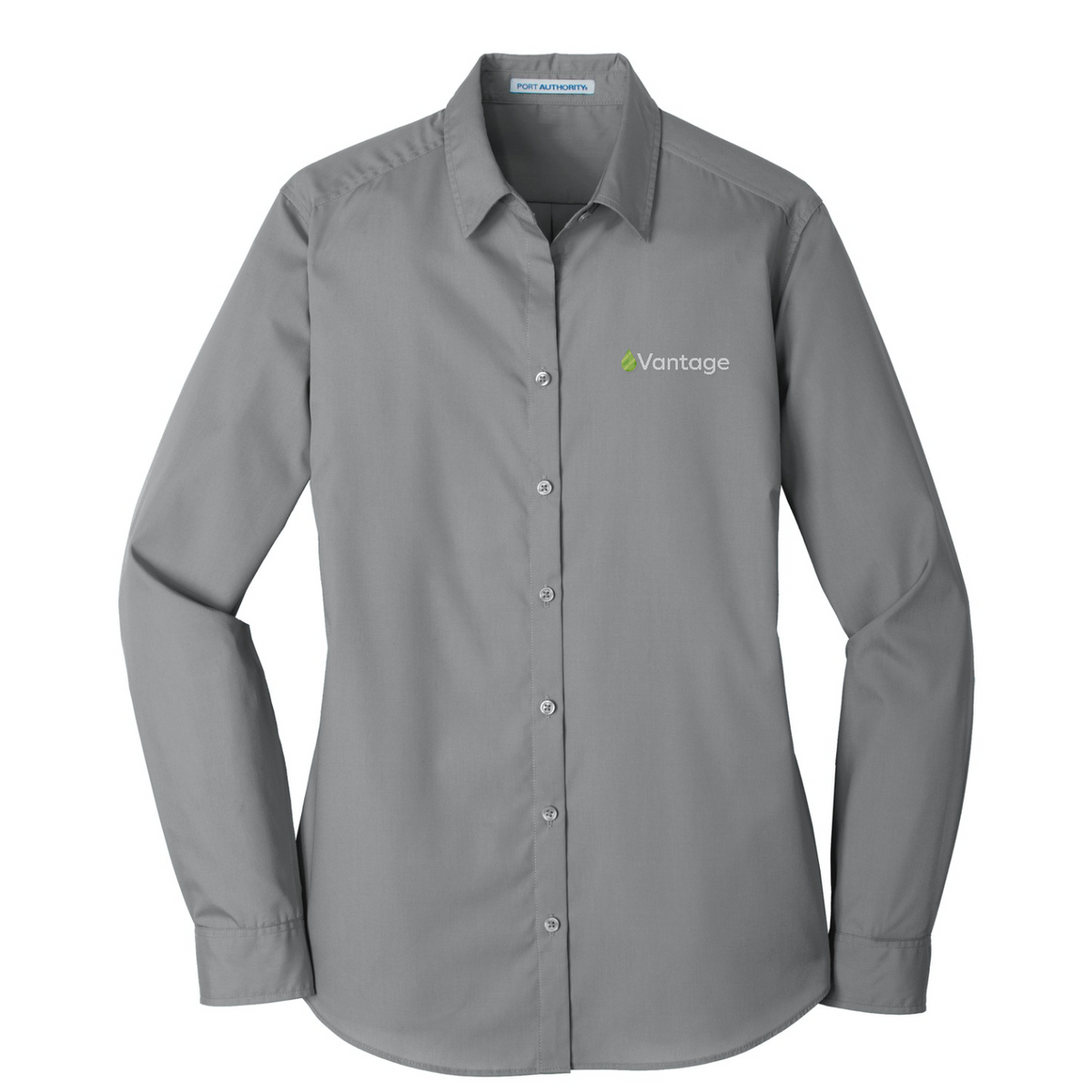 Port Authority Women's Long Sleeve Carefree Poplin Shirt — Gusty Grey