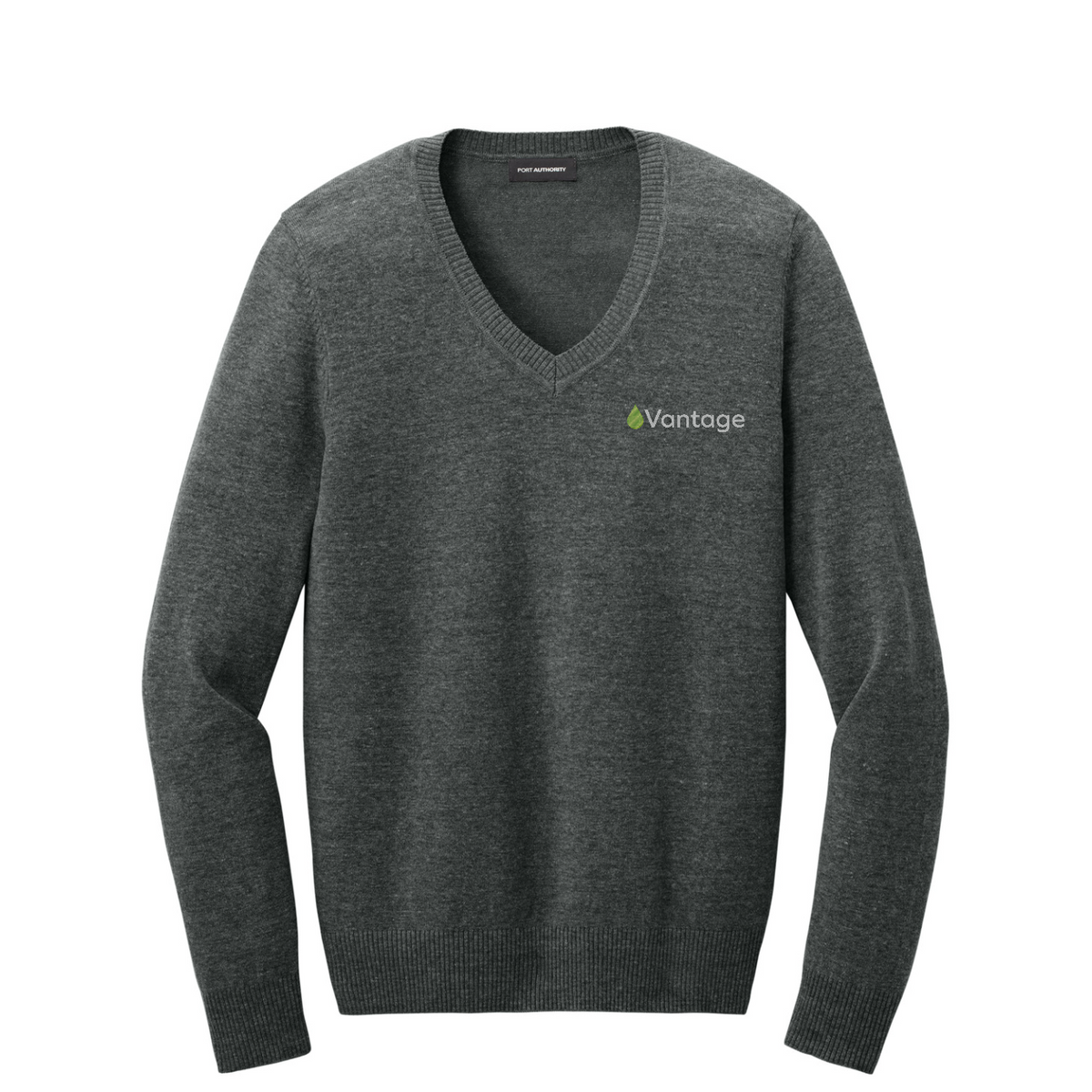Port Authority Women's Easy Care V-Neck Sweater — Charcoal Heather