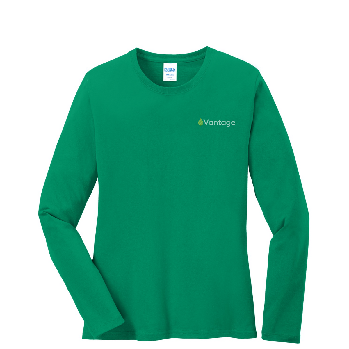 Port & Co Women's Long Sleeve Core Cotton Tee — Kelly